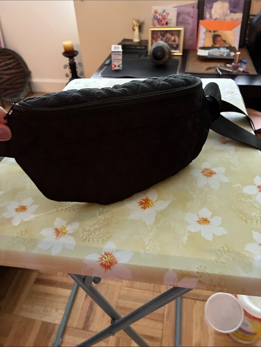 Quilted Black Belt Bag